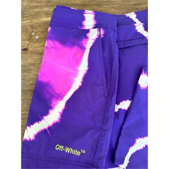 NWT- Off White Tie Dye Sunrise Swimming Suit, purple/lime - Picture 9 of 11